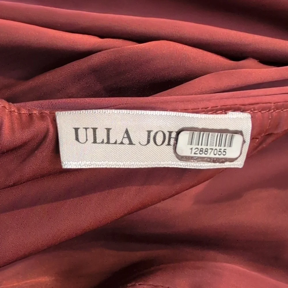 ULLA JOHNSON Mirelle Tie Halter Peplum Blouse Desert Rose Long Sleeve Size 8